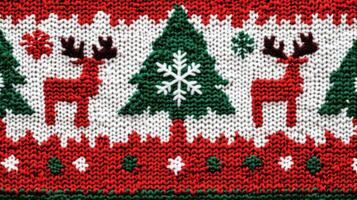 Ugly Sweater Pattern Festive Knitted Christmas Design With Deer Trees and Snowflakes photo