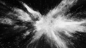 Abstract Explosion White Specks Bursting on Black Backdrop a Dynamic Monochrome Pattern of Energy photo