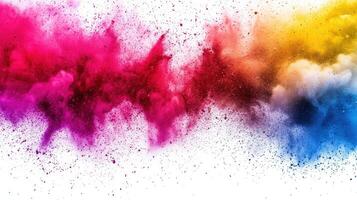Explosion of Rainbow Color Powder on White Vibrant Dynamic and Expressive Abstract Art Design photo