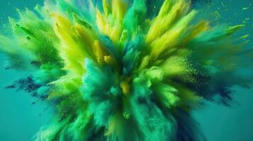 Emerald Green Explosion Abstract Powder Art in Motion Vivid Burst of Color and Energy photo