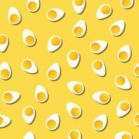 Hard boiled egg pattern with yellow background. Creative concept vector