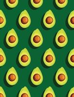 Avocado pattern on green background. Minimal flat lay style. Top view vector