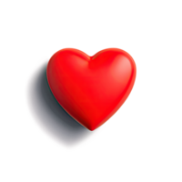 Red 3D Heart Symbol with Smooth Shadow and Glossy Finish png