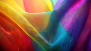 Rainbow Waves Abstract Sheer Fabric Flowing in Colorful Swirls and Folds photo