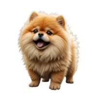 fluffy Chow Chow dog with golden coat stands happily, showcasing its thick fur and adorable expression. dog appears cheerful and friendly, exuding warmth and charm. png