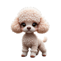 cute cream colored poodle puppy with curly fur and expressive eyes, standing against plain background, exuding charm and playfulness. png