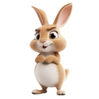 Happy cartoon rabbit with large ears and expressive eyes standing upright in a cheerful pose png