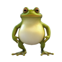 Cartoon frog character standing confidently with a friendly expression in a digital art style designed for animation png