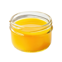 Bright yellow liquid in glass jar on white background highlighting its vibrant color and smooth texture png