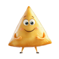 Cute anthropomorphic triangle-shaped character with a smile and arms, representing a snack or dessert in a fun setting png