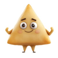 Cute cartoon character shaped like a triangular cheese slice with a happy expression and arms png
