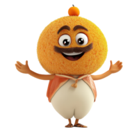 Character with round, fluffy head and cheerful expression welcomes viewers with open arms png
