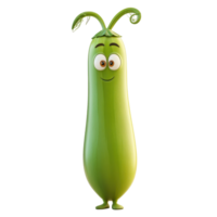 Green animated character with a cheerful expression stands upright and engages with viewers in a friendly manner png