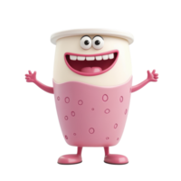 Happy animated cup character with a cheerful expression and playful demeanor in a vibrant design png