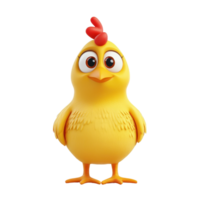 Colorful cartoon chicken character standing upright with a friendly expression in a vibrant animation style png