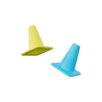 Two floating soccer cone 3d illustration side view png