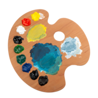 A palette with paint and brushes on it png