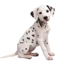 Adorable Dalmatian Puppy Sitting and Looking at the Camera on Transparent Background png