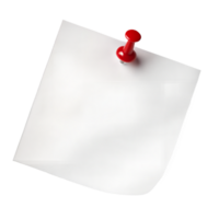 Vide blanc gluant Remarque épinglé avec une rouge punaise sur transparent Contexte png