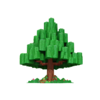 An 8-bit Lego tree with a simple, geometric design, evoking the charm of early digital art and Lego building blocks. png
