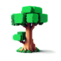 A colorful 8-bit Lego tree design, blending nostalgia with modern creativity in blocky, pixel-like form. png