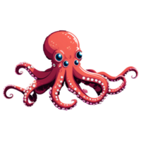 A funny cartoon octopus juggling seashells and starfish with its multiple tentacles, creating a whimsical, lighthearted scene in the deep sea. png