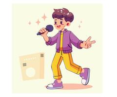 Singing Boy with Microphone vector