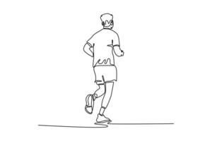 back view man running challenge, wellness and healthy outdoor exercise. Training, cardio and runner on path in morning vector