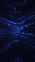 Blue abstract motion background with glittering shiny particles and lines moving down the frame. This sparkling vertical animation is full HD and a seamless loop. video