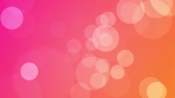 Fun vibrant bokeh background animation with gently flickering defocused bokeh light spheres on a warm pink orange color gradient. This cheerful background is full HD and a seamless loop. video