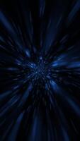 Flying at hyperspace warp speed through a portal of glowing blue stars and particles in outer space. Galaxy starburst motion background. Full HD and looping vertical animation. video