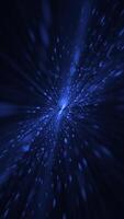abstrato tecnologia fundo com uma fluindo onda do brilhando azul digital dados partículas e cintilante luz feixes. isto vertical movimento fundo é cheio hd e uma desatado laço. video