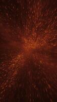 Shiny glittering hot golden particles vertical motion background animation with shallow depth of field - cosmic stars or galaxy concept. video