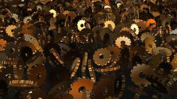 Reflection, Beautiful Template, Brass Gears in Chaotic Rotation, Colors, Background, Unique Design, Exclusive video