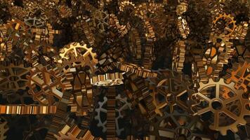 Elegant Template, Brass Gears in Chaotic Rotation, Colors, Background, Unique Design, Exclusive, Mirror video