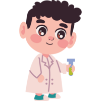 scientist boy with flask lab isolated png