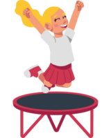girl playing in a trampoline isolated png