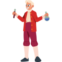 isaac newton with lab flasks isolated png