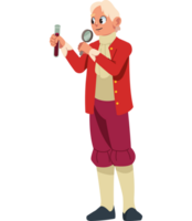 isaac newton scientist with magnifier isolated png