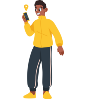 man using gps navigation app isolated png