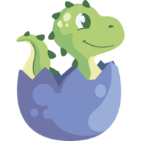 green cute dinosaur baby in egg isolated png