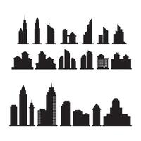 White background with a group of building silhouettes vector