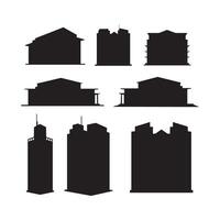 Series of architectural silhouettes on a white base vector