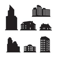 Modern building silhouettes over a plain white background vector