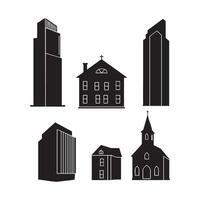 Black building shapes contrasted on white background vector