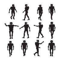 Compilation of robot shapes on white background vector