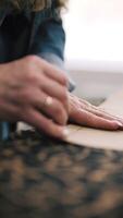 Hand tracing pattern on leopard fabric video