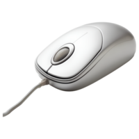 Sleek computer mouse with shiny surface and cable isolated on transparency background png