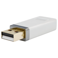 Stylish USB flash drive with sleek design and gold tip. isolated on transparency background png