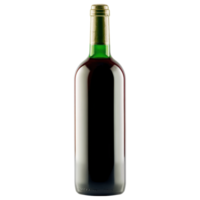 Red wine bottle with green glass and gold cap isolated on transparency background png